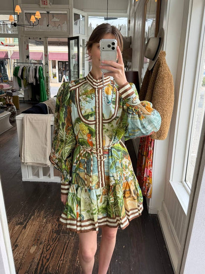 ALM Toucan Tango Yoke Ramie Mini Dress