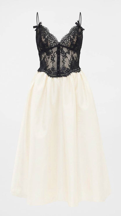 SP Taffeta and Lace Midi Dress