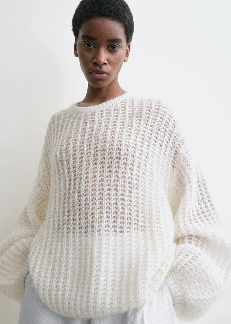 Tot Puffed Knit Mohair-Wool Blend Sweater