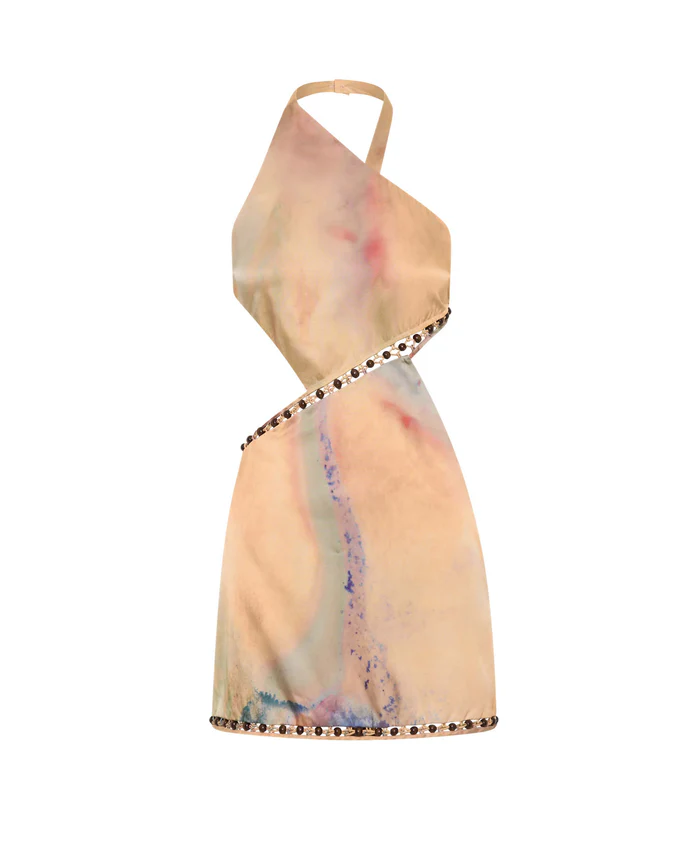 IX Paintswirl Silk-Viscose Crop Top | Mini Dress