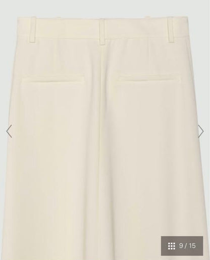 TH Double-Pleat Trouser A-Line Midi Skirt in Admiral Crepe