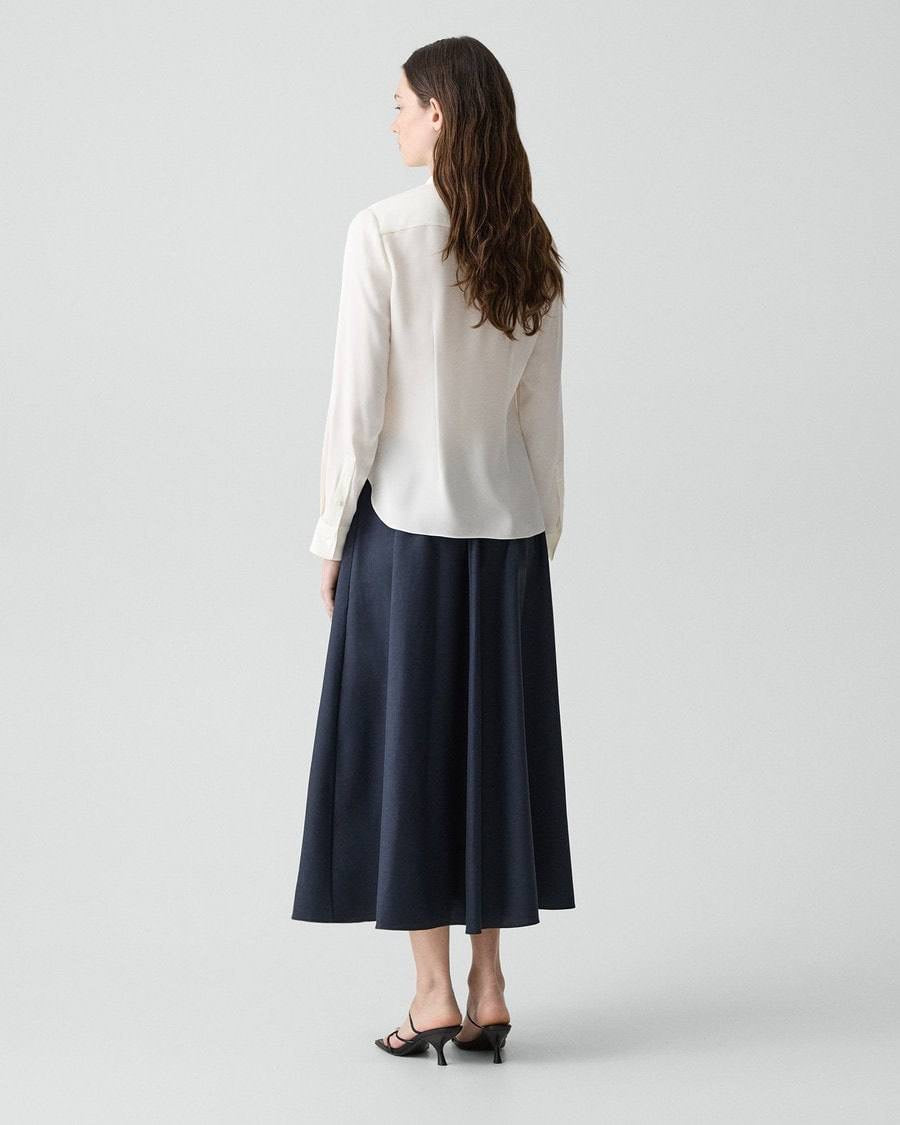 TH Vented Vest | Relaxed Double-Breasted Blazer | Flared Pull-On Skirt in City Twill