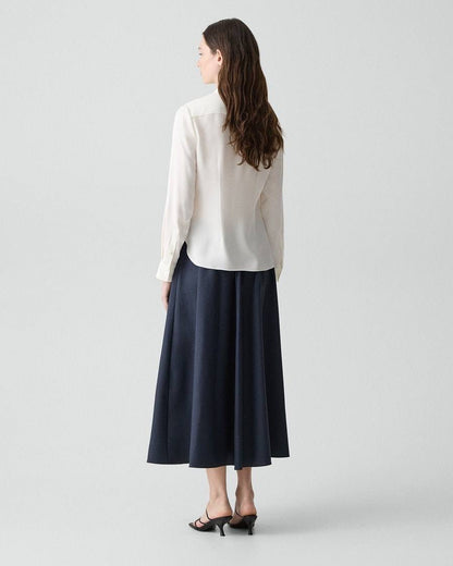 TH Vented Vest | Relaxed Double-Breasted Blazer | Flared Pull-On Skirt in City Twill