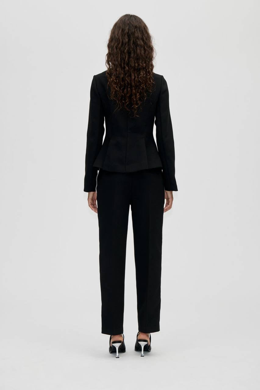 SG Boat Neckline Tailored Jacket | Long Vest Mini Dress | Mid-rise Ankle Pants | Set