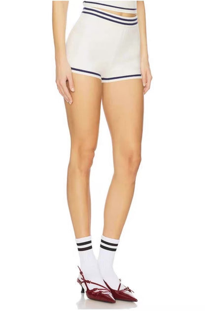 FLL Simona Pointelle Striped Polo Shirt | Shorts | Set