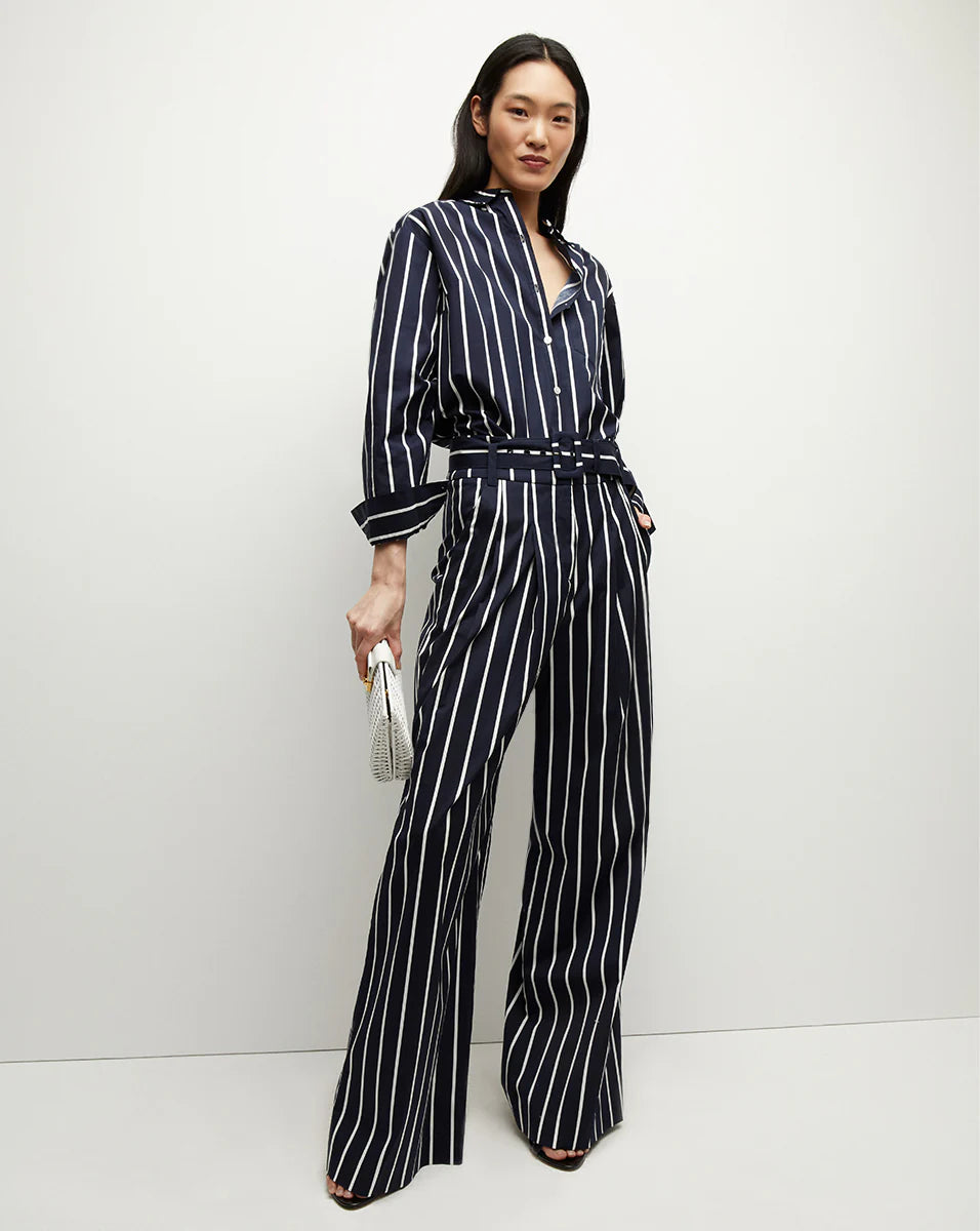 VB Lloyd Striped Shirt | Maliyah Wide-Leg Pants | Stretch-Cotton Set