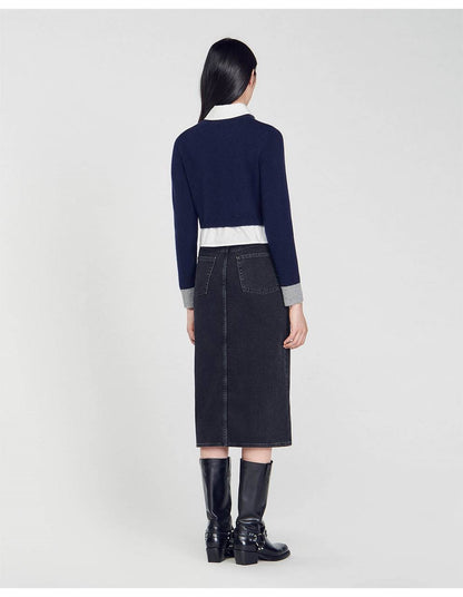 SD Dale Contrast Collar Long Sleeve Sweater