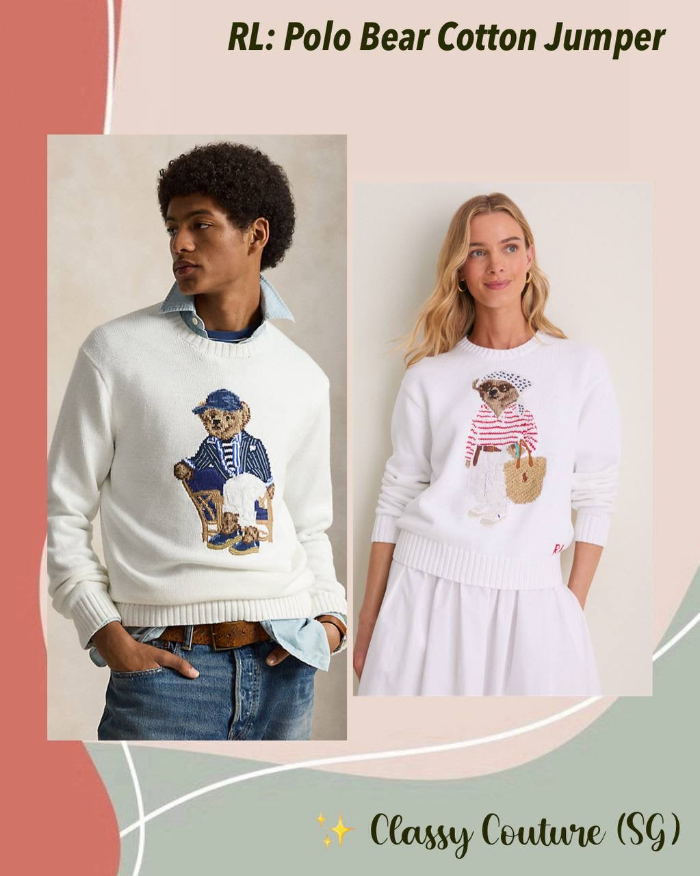RL Unisex Polo Bear Cotton Jumper in 2 Colors