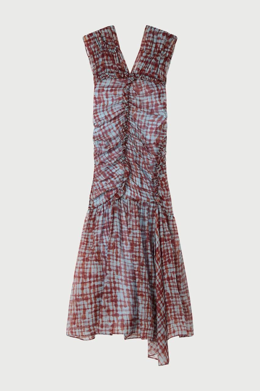 LM Lotte Ruched Drop Waist Midi Dress