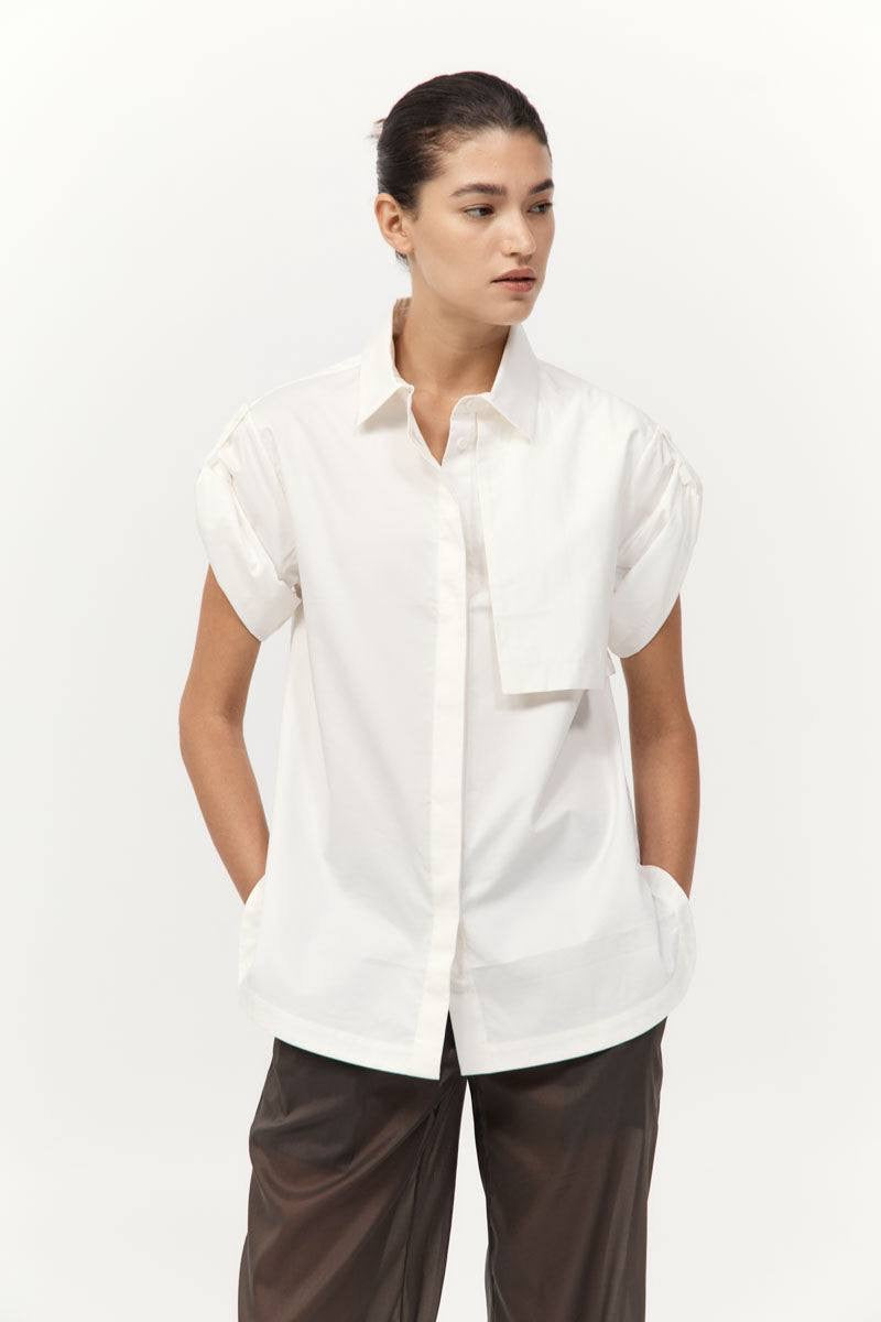 SA Utility Short Sleeve Cotton Shirt in White