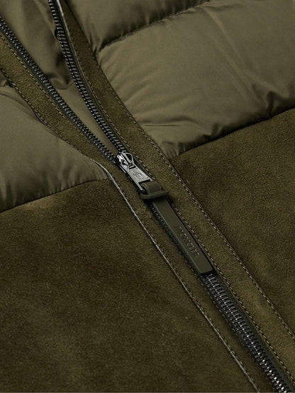 MC Men’s Tuffes Suede-Trimmed Quilted Shell Down Jacket