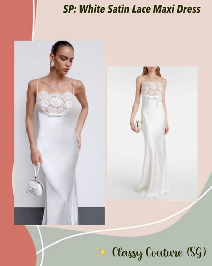 SP White Satin Lace Maxi Dress