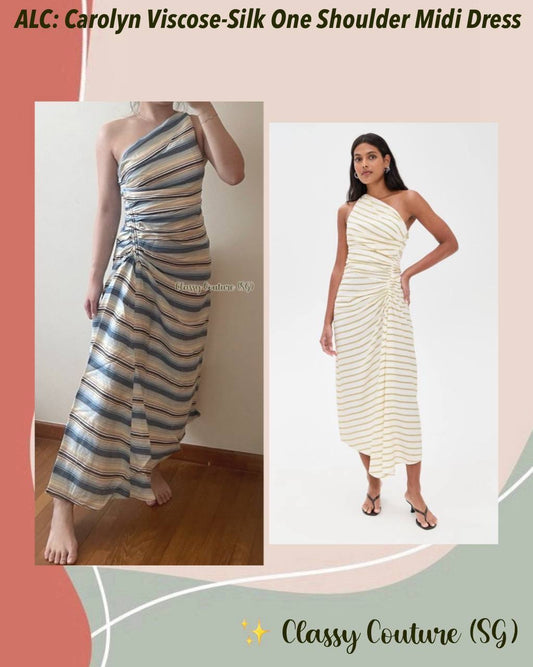 2 Colors! ALC Carolyn Viscose-Silk One Shoulder Midi Dress