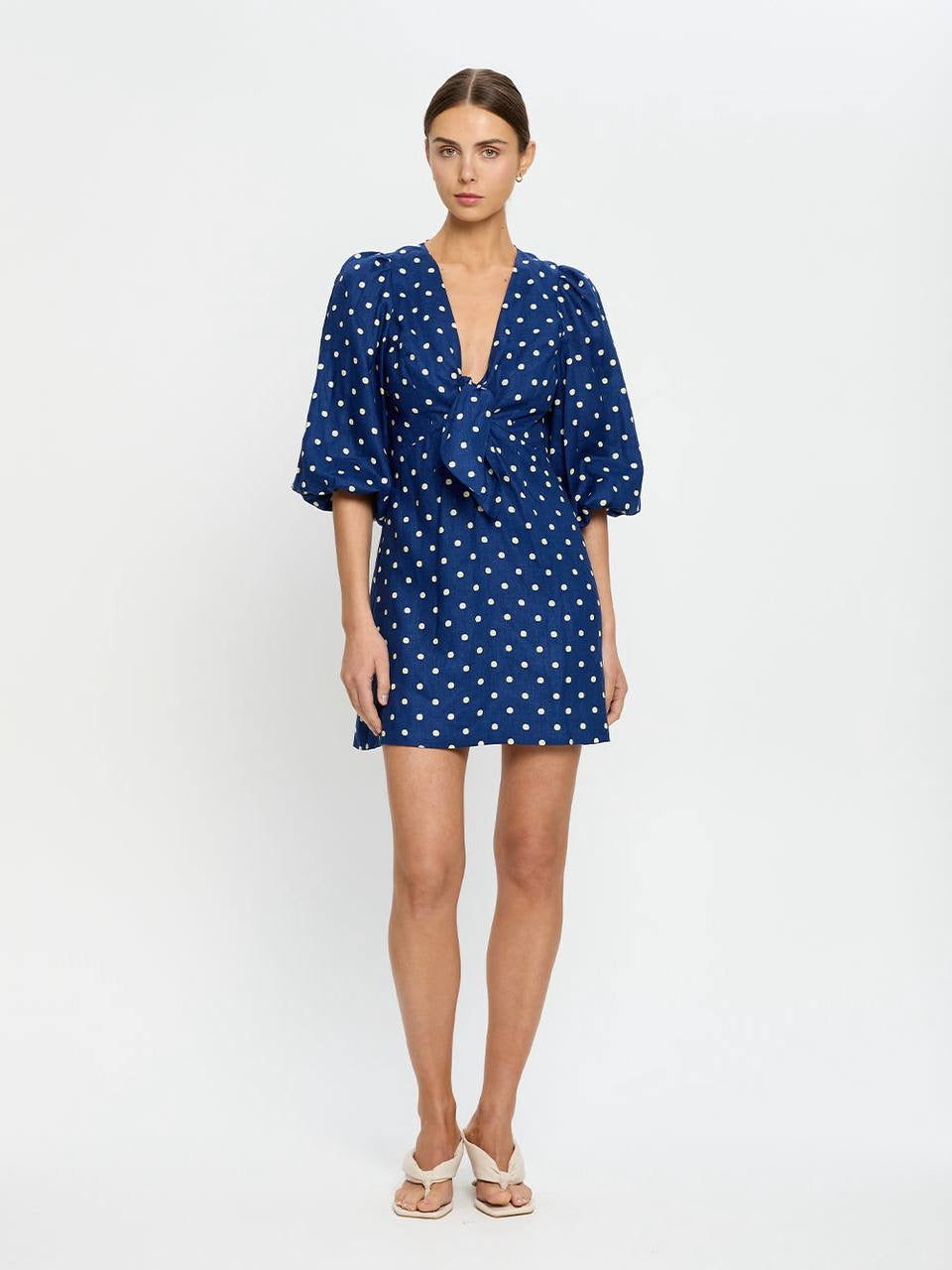KV Lily Linen Polka Dot Mini Dress
