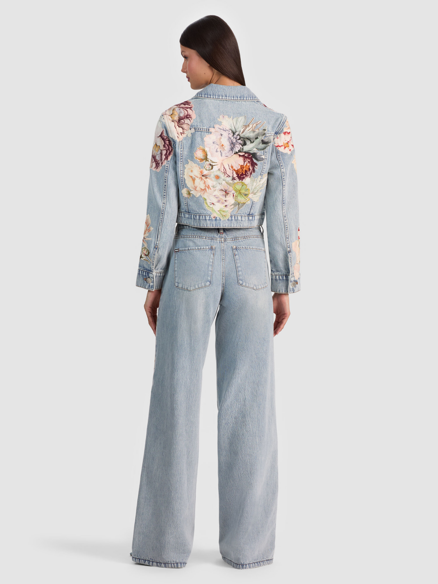 AO Chloe Embroidered Denim Jacket | Amazing Embroidered Jeans | Evan Appliqué Oversized Tee Shirt | Cotton Set