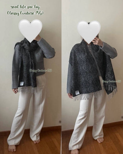 LW Anagram Scarf in Wool and Cashmere 180x38cm