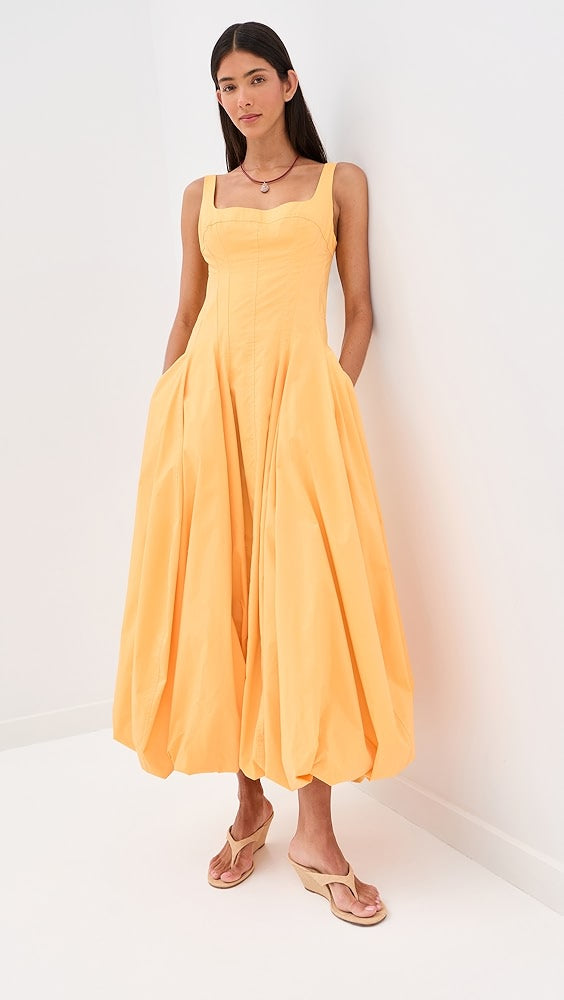 3 Colors! SK Hally Bubble Cotton-blend Midi Dress