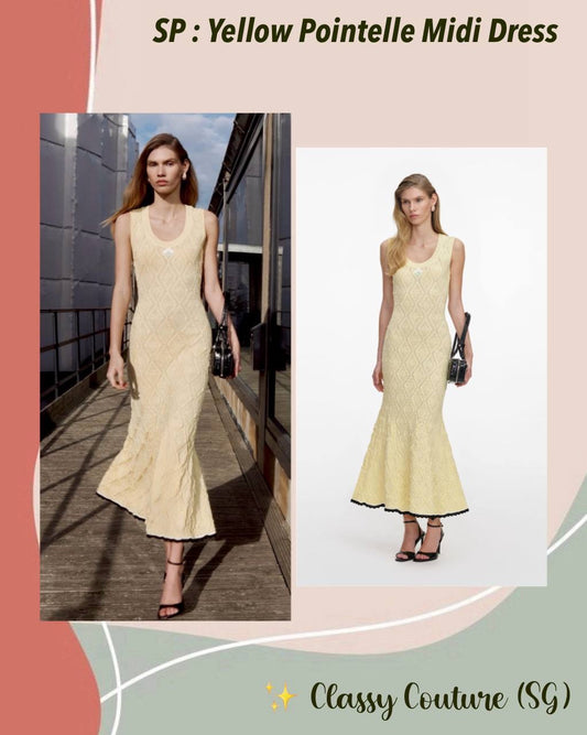 SP Yellow Pointelle Mermaid Midi Dress