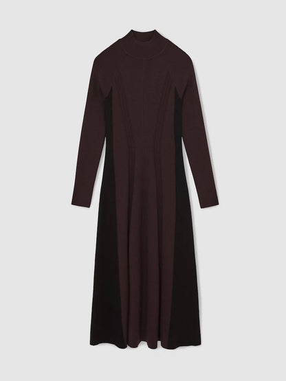 RS Zaya Knitted Contrast-Panel Midi Dress
