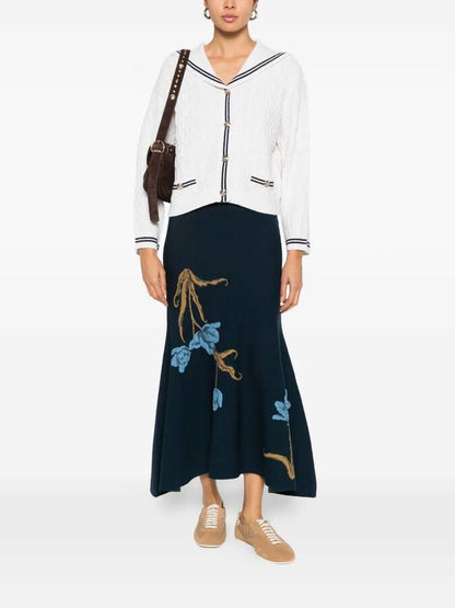 MJ Mirayalo Wool Cable-Knit Sailor Boat Neck Cardigan