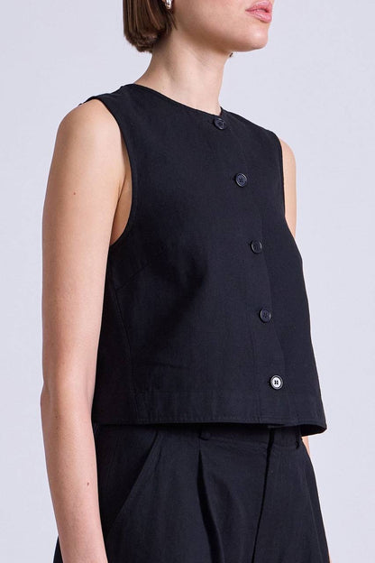 AA Godet Sleeveless Tank Top | Bari Shorts | Linen-Cotton Set