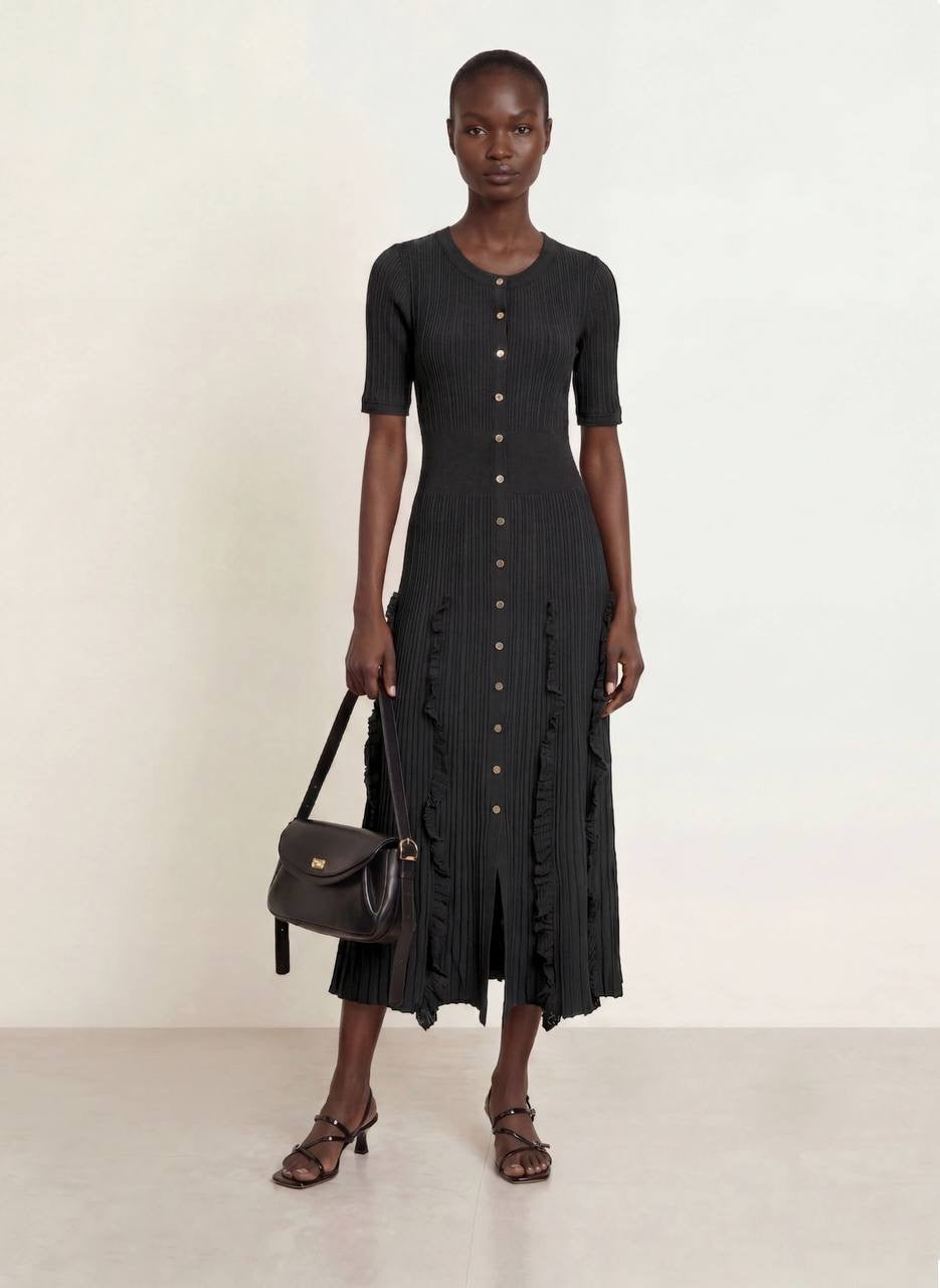 SD Knitted Ruffled Maxi Dress