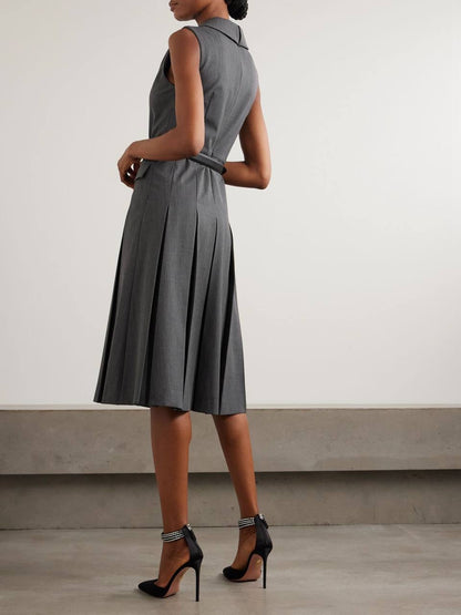SP Grey Tailored Pleated Midi Dress