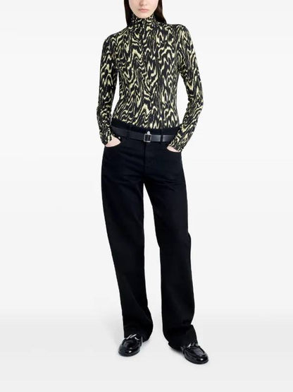 PS Audrey Printed Jersey Turtleneck Top