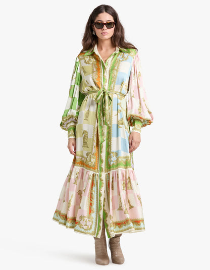 ALM Checkmate Silk Shirtdress Midi Dress