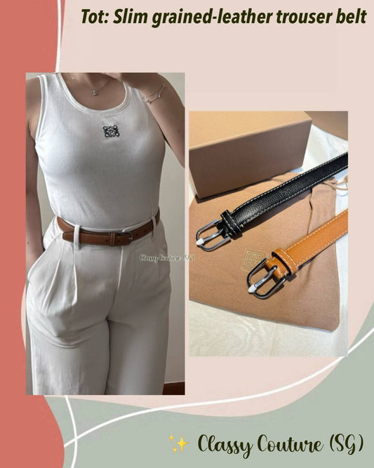 Tot Slim grained-leather trouser belt