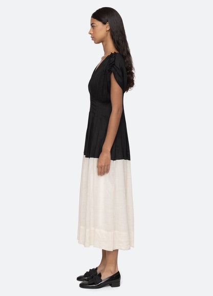 SE Nicola Ramie Contrast Midi Dress
