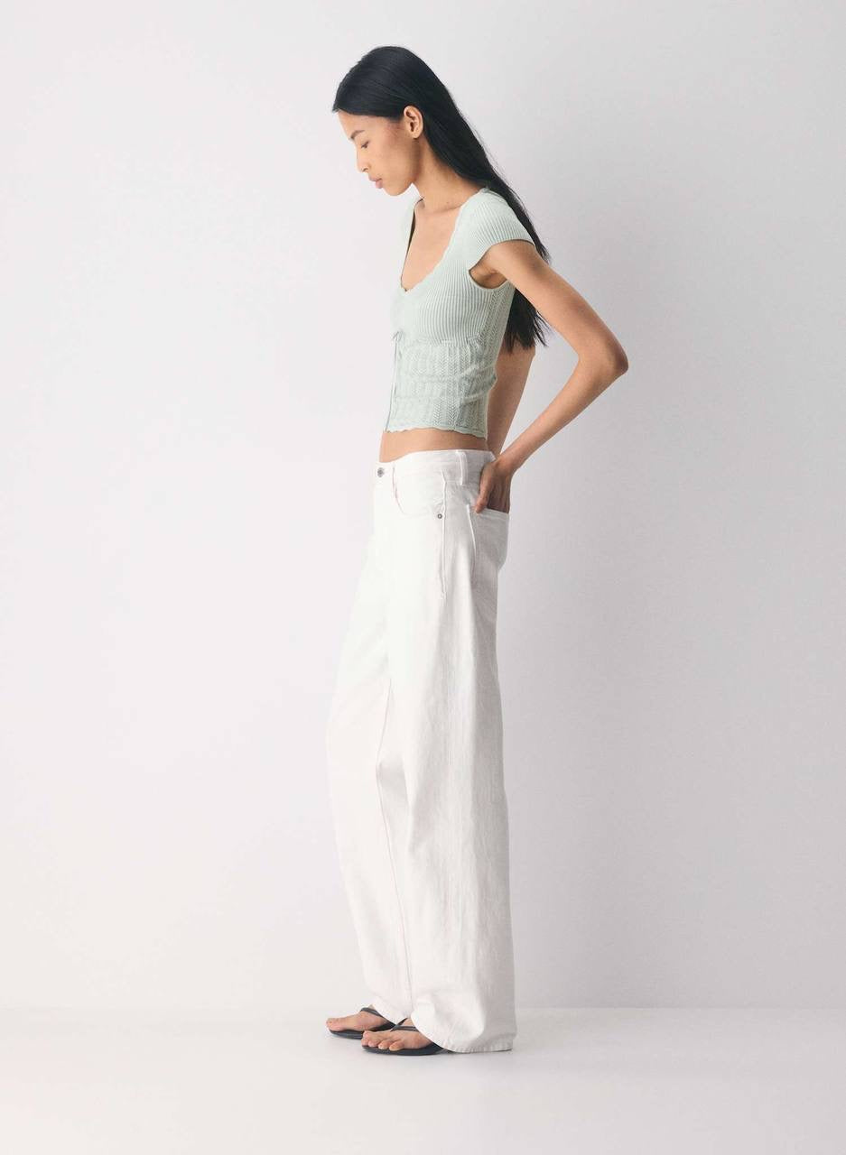 ARZ Soloist Wonder Yarn Viscose-blend Short Sleeve Sweater Top