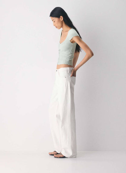 ARZ Soloist Wonder Yarn Viscose-blend Short Sleeve Sweater Top