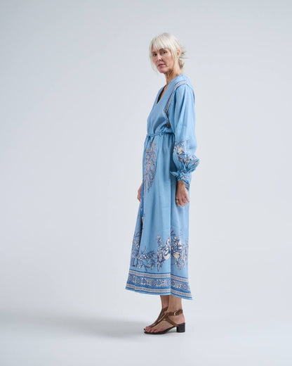 ALM Villa Romantica Holiday Linen-viscose Midi Dress