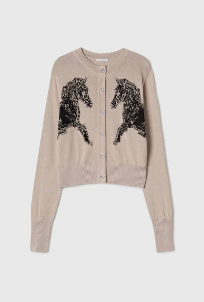 SL Knit Cropped Cardigan in Wild Horse and Tiger Matisse