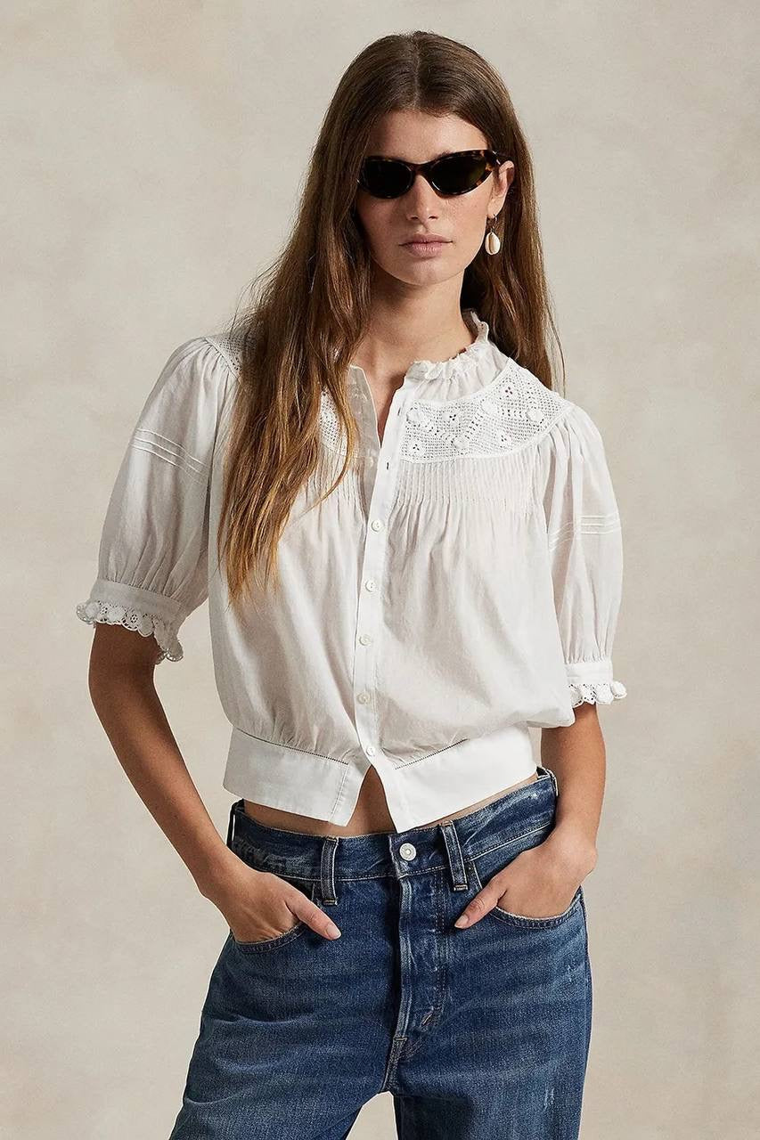RL Mical Cotton Voile Short Sleeve Blouse