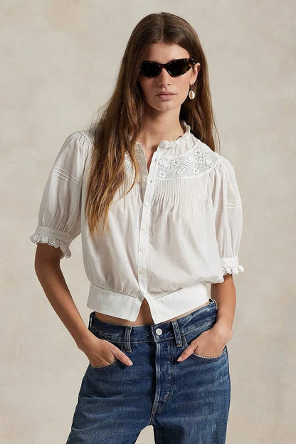 RL Mical Cotton Voile Short Sleeve Blouse