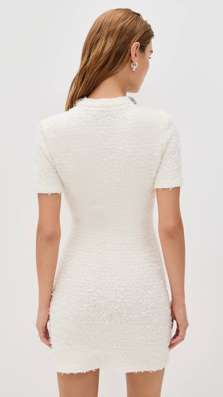 SP Ivory Textured-Knit Mini Dress