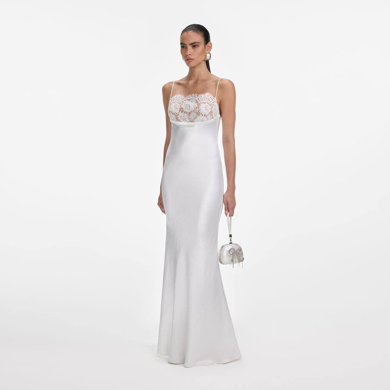 SP White Satin Lace Maxi Dress
