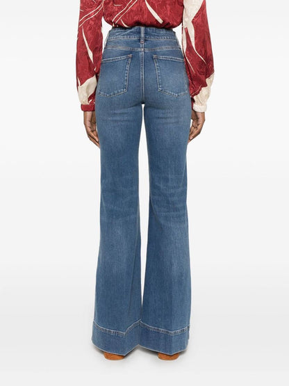 Missa Button-front Stretch-Cotton Denim Flared Jeans