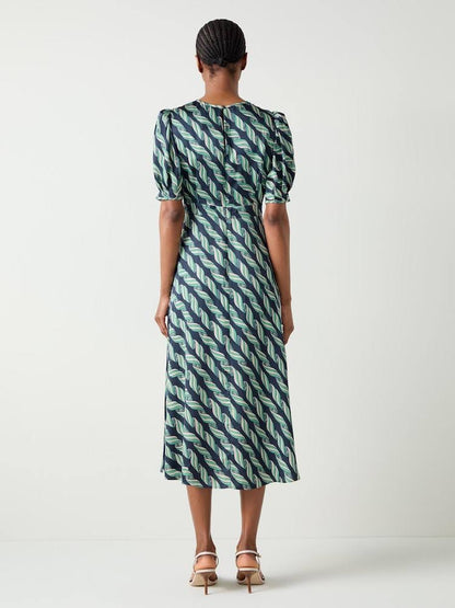 LKB Jem Ribbon-Print Viscose Midi Dress