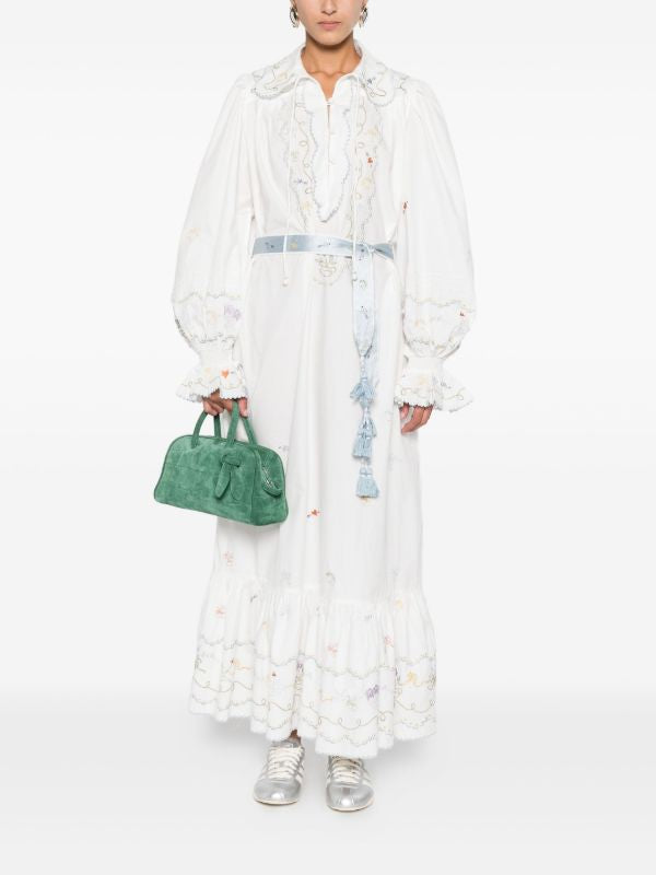 ALM Giulia Embroidered Cotton Midi Dress Shirtdress