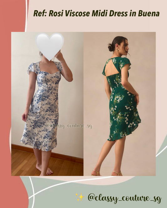 Ref Rosi Viscose Midi Dress in Buena Green Floral