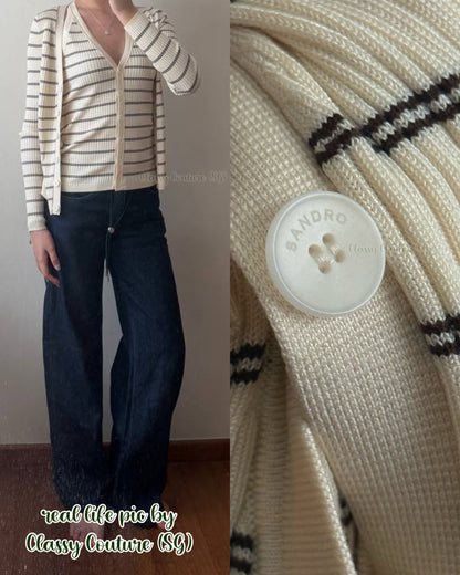 SALE! SD Gabri Striped Button Up Viscose-blend Ribbed Cardigan (with attached camisole top)