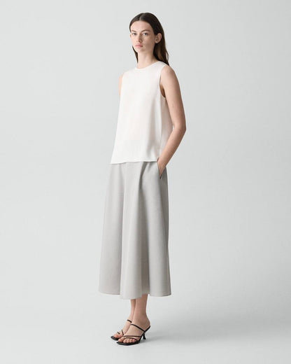 TH Vented Vest | Relaxed Double-Breasted Blazer | Flared Pull-On Skirt in City Twill