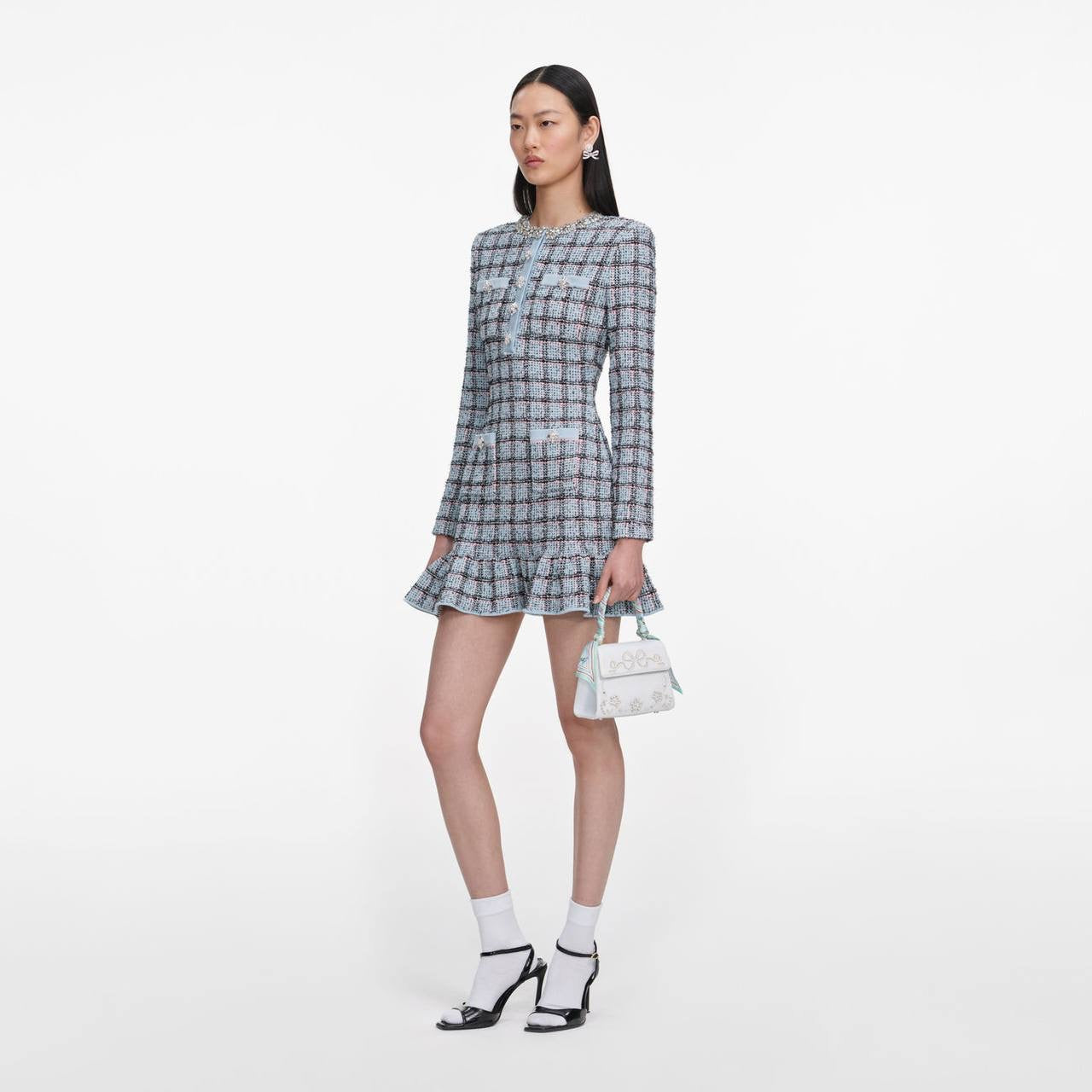 SP Blue Check Knit Mini Dress