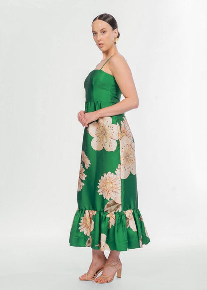 ALM Sage Printed Satin Midi Dress