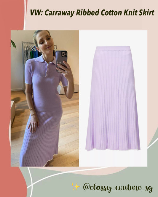 VW Carraway Ribbed Cotton Knit Midi Skirt in Lilac Purple