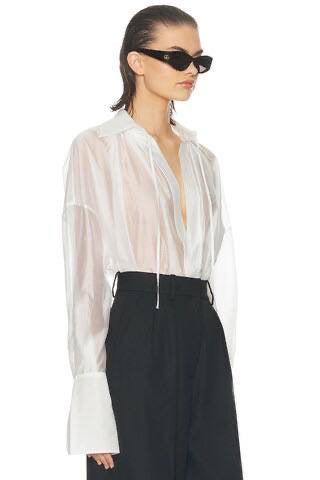 HS The Poet Sheer Lyocell Blouse Top in White