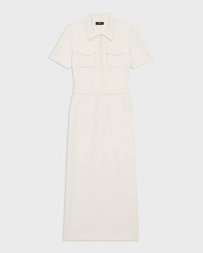 TH Military Merino Wool Blend Crepe Midi Dress